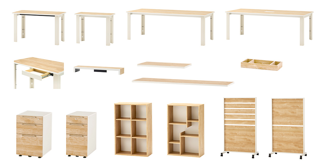 Holis（ホリス） デスク モニタースタンド ムーブユニット ワゴン ミーティングテーブル パーテーション 引出し