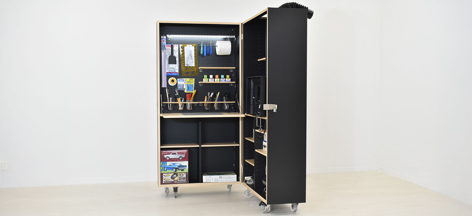 収納できる折りたたみ式ホビーデスク MODELLO（モデーロ） ブラック